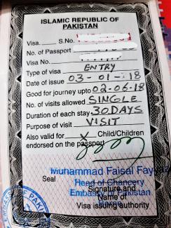 Touristic visa Pakistan
